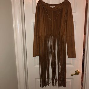 Faux Suede Fringe Jacket